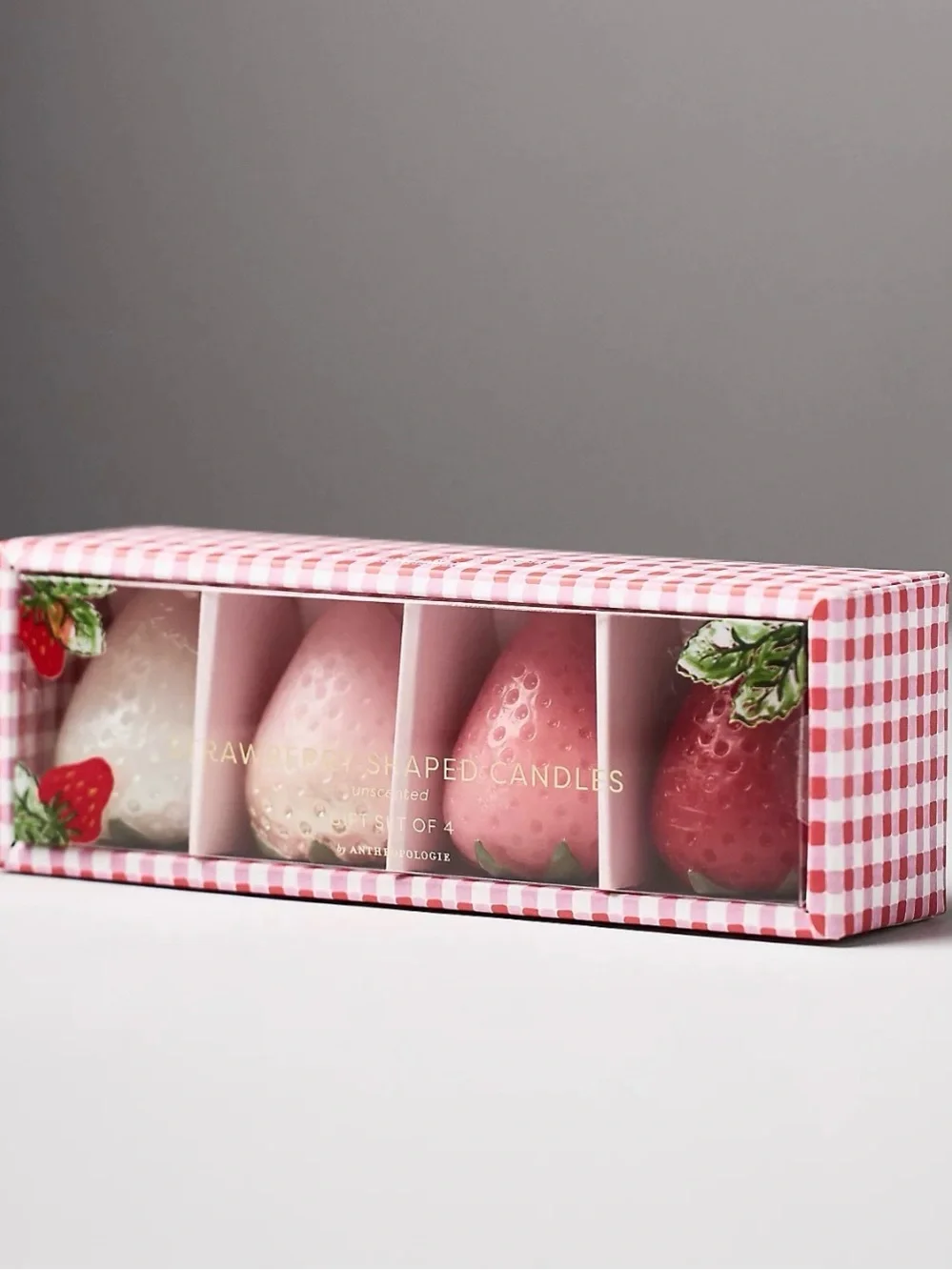 NEW Anthropologie Strawberry Shaped Wax Candles - Set of 4  🍓